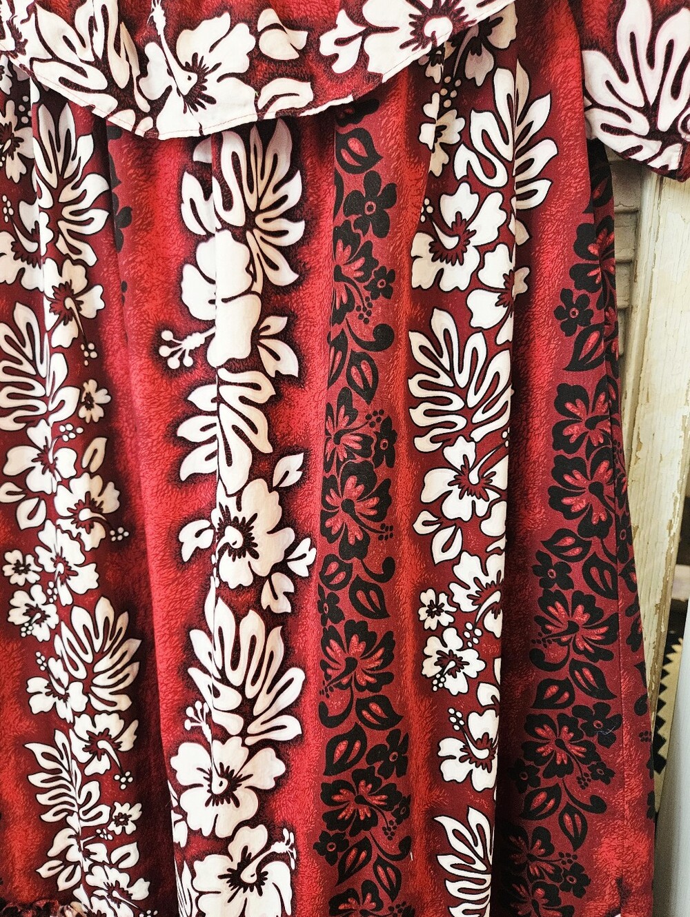Vintage Y2K Royal Creations Red & White Floral 100% Cotton Hawaiian Dress Large - Picture 7 of 13